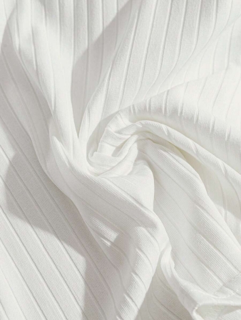 SHEIN EMERY ROSE CURVE Plus Size Women's Solid Color Twist Knot Short Sleeve Ribbed Casual Versatile T-Shirt - Image 15