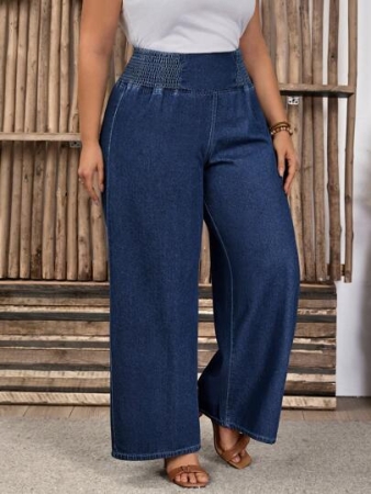 EMERY ROSE Plus Size Simple Plain Denim Jeans, Fashionable For Summer
