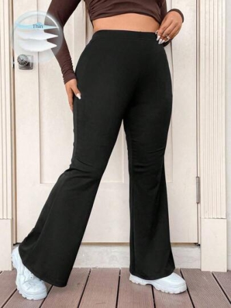 Sunspun Plus High Waist Flare Leg Pants Fall Cloth For Women