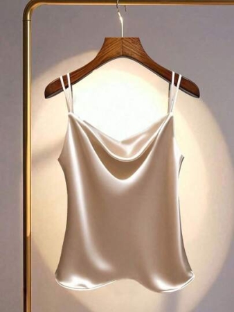 SHEIN EMERY ROSE CURVE Plus Size Women Satin Solid Color Loose Sleeveless Vest