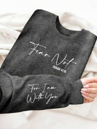 INAWLY Plus Size Women Letter Print Crew Neck Long Sleeve Casual Sweatshirt, Autumn/Winter Fall Cloth For Women
