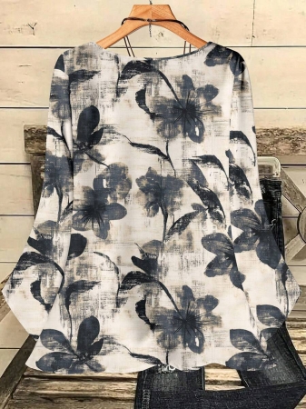 Mellowie Plus Size Casual Minimalist Allover Print Round Neck 3/4 Sleeve Shirt, Suitable For Autumn/Winter Chic Blouses For Women - Image 46