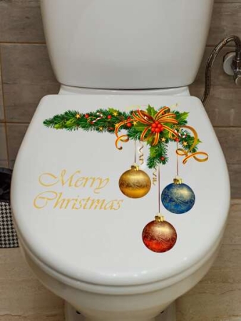 1pc Ball & Slogan Graphic Toilet Lid Decal,Stickers,Wall Decal, Vinyl Decal For Home Decorations,Spring Decoration Items Refresh Your Home,Rama Decoration Stickers Christmas Decorations Room Decor Christmas
