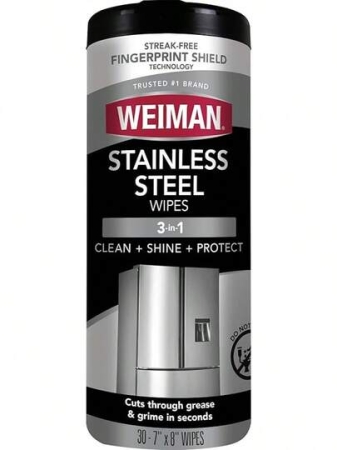 Weiman Stainless Steel Cleaner, 30 Count Cleaning Wipes, Removes, Grime, And Grease, No Streaks Or, Stainless Steel Polish A Sparkling Clean And Shiny Surface, Cleaning Supplies