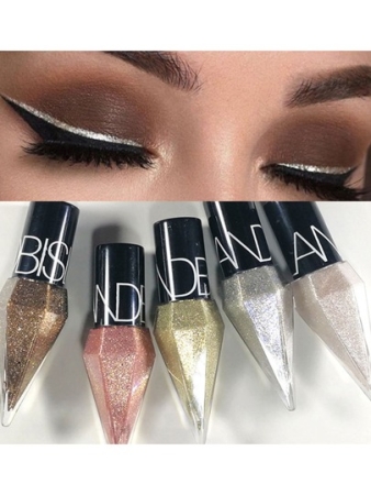 Rhinestone Glitter Eye Liners Eyeshadow, 1Pc Waterproof Silver Rose Gold Color Sequins Long-lasting Eyeliner Eye Shadow Y2K Makeup Beauty Cosmetics