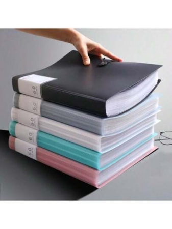 60-Pockets A4 File Folder, Suitable For A4 Size Documents Like Exam Papers, Made Of PP Material, Transparent & Waterproof, Convenient For Home, School, Office Document Storage And Organization, Great For Back To School