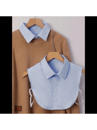 Chic Detachable Striped Collar Vest For Women - Pointed Lapel, Anti-Slip Design, Versatile Decor, Perfect For All Seasons, Machine Washable Polyester Knit With Built-In Chest Pad