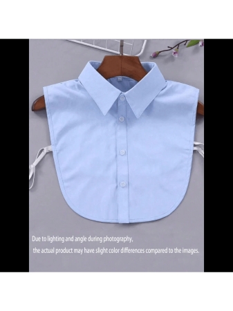 Chic Detachable Striped Collar Vest For Women - Pointed Lapel, Anti-Slip Design, Versatile Decor, Perfect For All Seasons, Machine Washable Polyester Knit With Built-In Chest Pad - Image 5