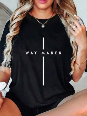 100% Cotton Way Maker Jesus Cross Christian Faith Men Women Gifts T-Shirt