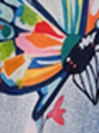 Women's Casual Imitation Denim Print Pocket Straight Pants Casual Fashion Women's Four Seasons Pants Abstract Watercolor Butterfly Pattern - Image 9