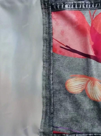 Women's Casual Imitation Denim Print Pocket Straight Pants Casual Fashion Women's Four Seasons Pants Abstract Watercolor Butterfly Pattern - Image 16