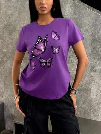 INAWLY Women Floral Print Short Sleeve Round Neck T-Shirt, Comfortable And Versatile - Image 34