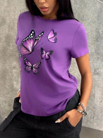 INAWLY Women Floral Print Short Sleeve Round Neck T-Shirt, Comfortable And Versatile - Image 35