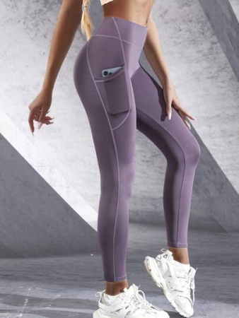 1pc Sports Yoga Belt 9/10 Length Color Block Yoga Pants With Pocket Suitable For Fitness, Exercise, Outdoor, Running