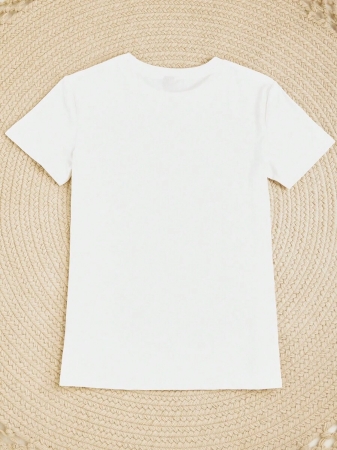 EMERY ROSE Women's Heart Pattern Printed Round Neck Short Sleeve Casual T-Shirt For Summer For New Year Clothes Graphic Tees Women Tops - Image 6