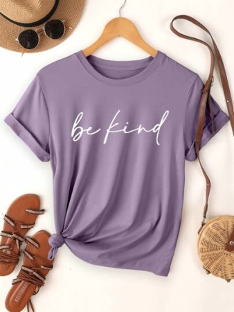 SHEIN ChicEase Women's Casual Simple Letter Printed Oversized T-Shirt Graphic Tees Women Tops