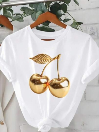 DrmWander Women's Street Style Short Sleeve T-Shirt, All White, Cute Summer Top, Vacation Vibe