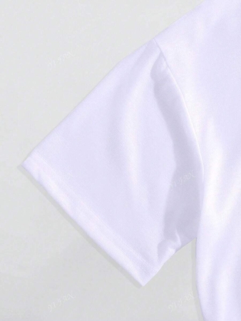 Stylish Women's T-Shirt With Heart & Slogan Design - Casual Knit - White With Green Hearts, Perfect For Spring/Summer/Fall - Image 5