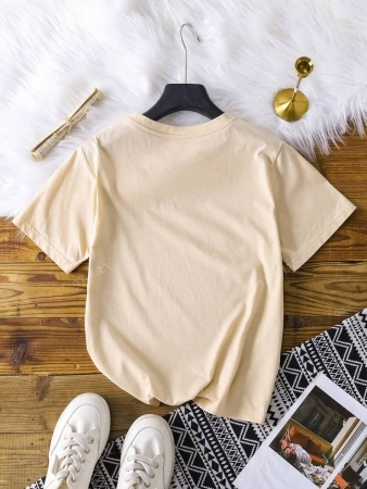 Stylish Women's T-Shirt With Heart & Slogan Design - Casual Knit - White With Green Hearts, Perfect For Spring/Summer/Fall - Image 9
