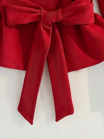 Franclia French Temperament Waist Beaded Light Luxury Red Jacket Autumn Temperament High-End Sense Of Fashion Chic Slim Fit Versatile Knitted Red Top Thanksgiving Wear New Year's Clothing Christmas Jacket Red Party Jacket Women's Autumn Matching Autumn Women's Clothing Regular Jacket - Image 4