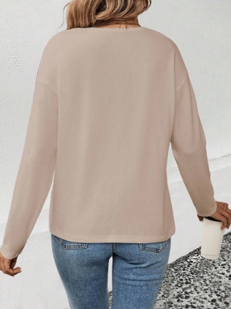 EMERY ROSE Women's V-Neck Cuffed Sleeve, Best-Selling Ombre Heart Print Casual Versatile Long Sleeve T-Shirt - Image 31