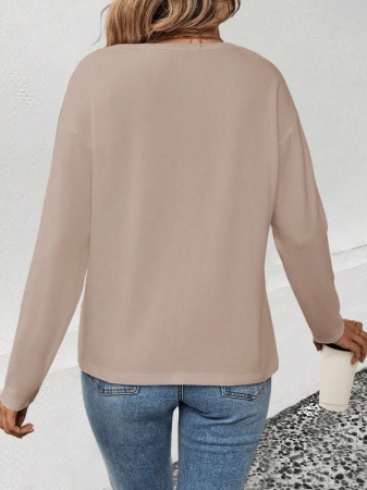 EMERY ROSE Women's V-Neck Cuffed Sleeve, Best-Selling Ombre Heart Print Casual Versatile Long Sleeve T-Shirt - Image 42