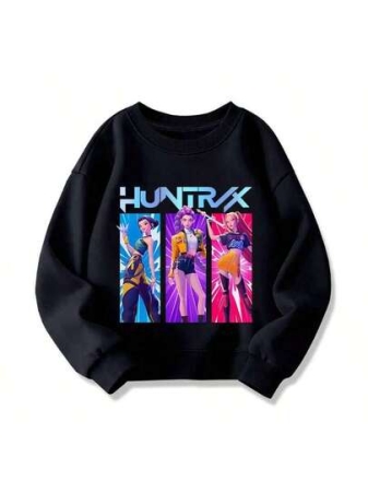 2025 Young Girls' Boys' Halloween Clothes, Christmas Hoodies, Children's Long Sleeve Sweatshirt, K-POP Rumi Mirazai Cartoon Print Boys And Girls Student Autumn Winter Anime Hoodie, Autumn Clothing, Halloween, Christmas, Festival Outfit Adorable Clothing, Kpop, Suitable For Both Boys And Girls. Long-Sleeve Top, Boys Fall Clothes, Fall Clothes For Girls,Winter Clothes For Girls,Hoodie For Boys&Girls,Kids Hoodies,Halloween Sweatshirts For Kids, Halloween Costume, Perfect Christmas & Holiday Gift For Boys And Girls, Sizes 90-130, S-XXL