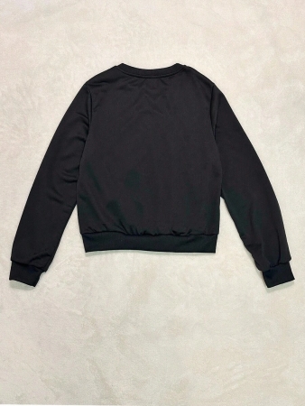 SHEIN EZwear Casual Minimalist Milano Print Pattern Oversized Crew Neck Long Sleeve Hoodie Sweatshirt For Women, Suitable For Autumn/Winter - Image 25