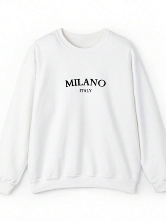 SHEIN EZwear Casual Minimalist Milano Print Pattern Oversized Crew Neck Long Sleeve Hoodie Sweatshirt For Women, Suitable For Autumn/Winter - Image 35