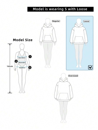 SHEIN EZwear Casual Minimalist Milano Print Pattern Oversized Crew Neck Long Sleeve Hoodie Sweatshirt For Women, Suitable For Autumn/Winter - Image 36
