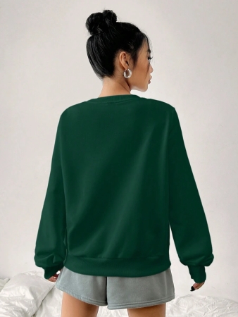 SHEIN EZwear Casual Minimalist Milano Print Pattern Oversized Crew Neck Long Sleeve Hoodie Sweatshirt For Women, Suitable For Autumn/Winter - Image 51