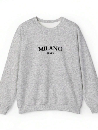 SHEIN EZwear Casual Minimalist Milano Print Pattern Oversized Crew Neck Long Sleeve Hoodie Sweatshirt For Women, Suitable For Autumn/Winter - Image 66