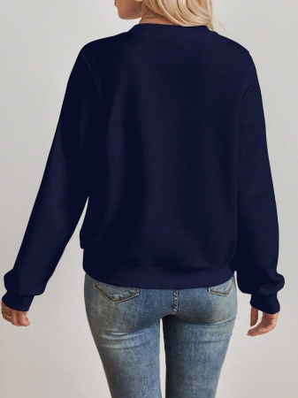 SHEIN EZwear Casual Minimalist Milano Print Pattern Oversized Crew Neck Long Sleeve Hoodie Sweatshirt For Women, Suitable For Autumn/Winter - Image 81
