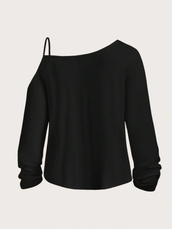 SHEIN Essnce Casual Equestrian Rider Graphic Sleeveless Shoulder Strap Long Sleeve T-Shirt For Women, Suitable For Spring - Image 3