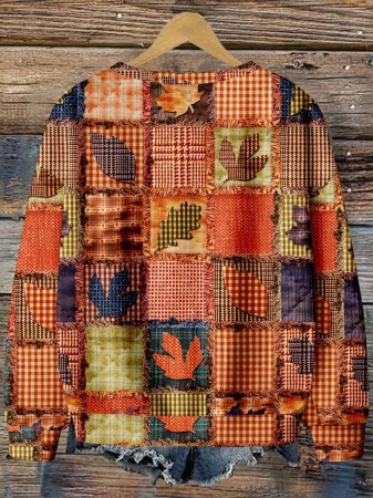 EMERY ROSE Casual Minimalist Faux Flower Print Pattern Loose Fit Crew Neck Long Sleeve Hoodie Sweatshirt For Women, Suitable For Autumn/Winter - Image 21