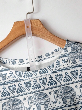 EMERY ROSE Casual Minimalist Faux Flower Print Pattern Loose Fit Crew Neck Long Sleeve Hoodie Sweatshirt For Women, Suitable For Autumn/Winter - Image 33