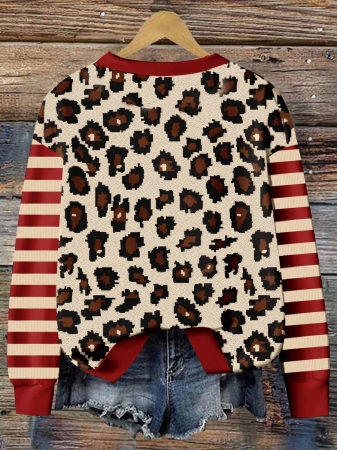 EMERY ROSE Casual Minimalist Faux Flower Print Pattern Loose Fit Crew Neck Long Sleeve Hoodie Sweatshirt For Women, Suitable For Autumn/Winter - Image 63