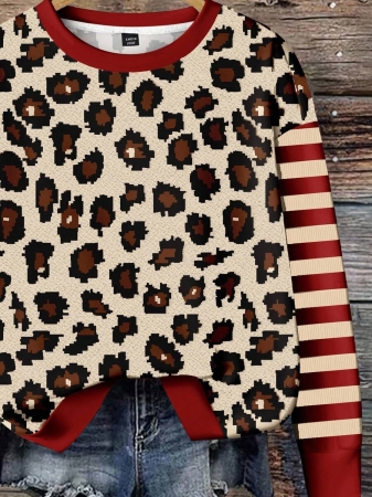 EMERY ROSE Casual Minimalist Faux Flower Print Pattern Loose Fit Crew Neck Long Sleeve Hoodie Sweatshirt For Women, Suitable For Autumn/Winter - Image 64