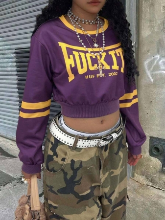 Rovax Cropped Fitted Crew Neck Long Sleeve Sweatshirt - Image 25