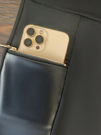 Women's Solid High Waist Pants, Daily Casual Wear Patchwork Faux Leather Leggings With Zipper Pockets, Women's Clothing - Image 4