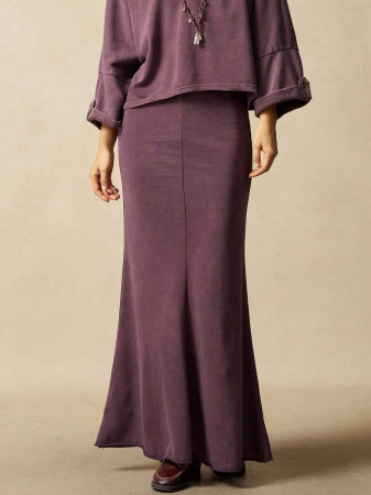 Bohemela 2pcs/Set Women Casual Solid Color Knit Round Neck Loose T-Shirt & Long Skirt - Image 8