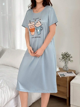 Cartoon Graphic Women's Casual Round Neck Short Sleeve T-Shirt Nightdress - Image 6