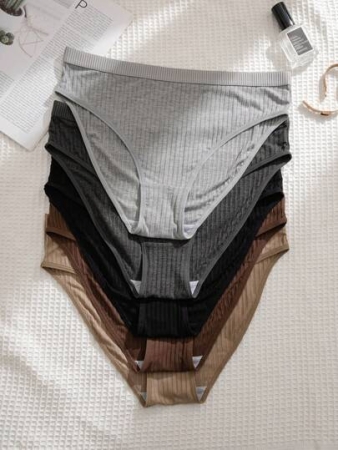 Plus Size Leisure Series Pit Strip Triangle Panties 5 Pack