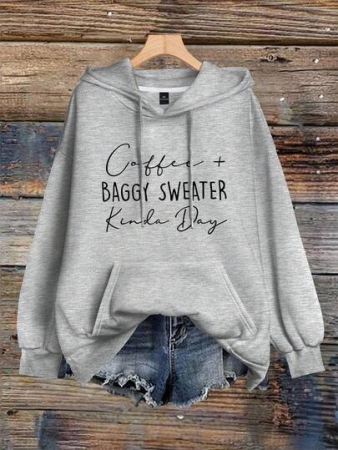 EMERY ROSE Plus Size Women's Letter Printed Hot Selling Draw Rope Hoodie