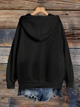 EMERY ROSE Plus Size Women's Letter Printed Hot Selling Draw Rope Hoodie - Image 3