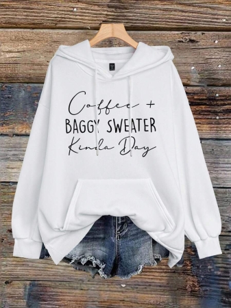 EMERY ROSE Plus Size Women's Letter Printed Hot Selling Draw Rope Hoodie - Image 14