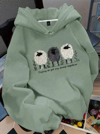 EMERY ROSE Plus Size Women's Letter Printed Hot Selling Draw Rope Hoodie - Image 32