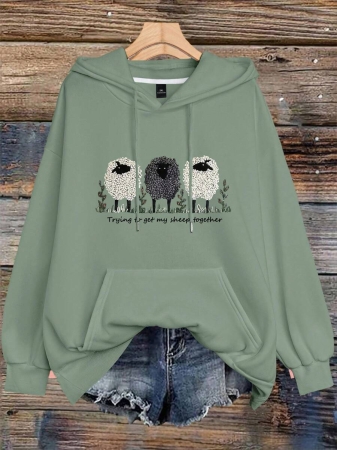 EMERY ROSE Plus Size Women's Letter Printed Hot Selling Draw Rope Hoodie - Image 34