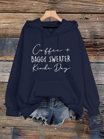 EMERY ROSE Plus Size Women's Letter Printed Hot Selling Draw Rope Hoodie - Image 37