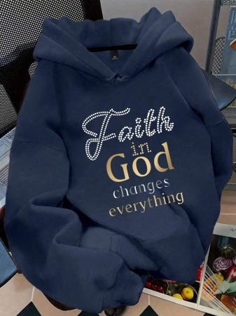 EMERY ROSE Plus Size Women's Letter Printed Hot Selling Draw Rope Hoodie - Image 41